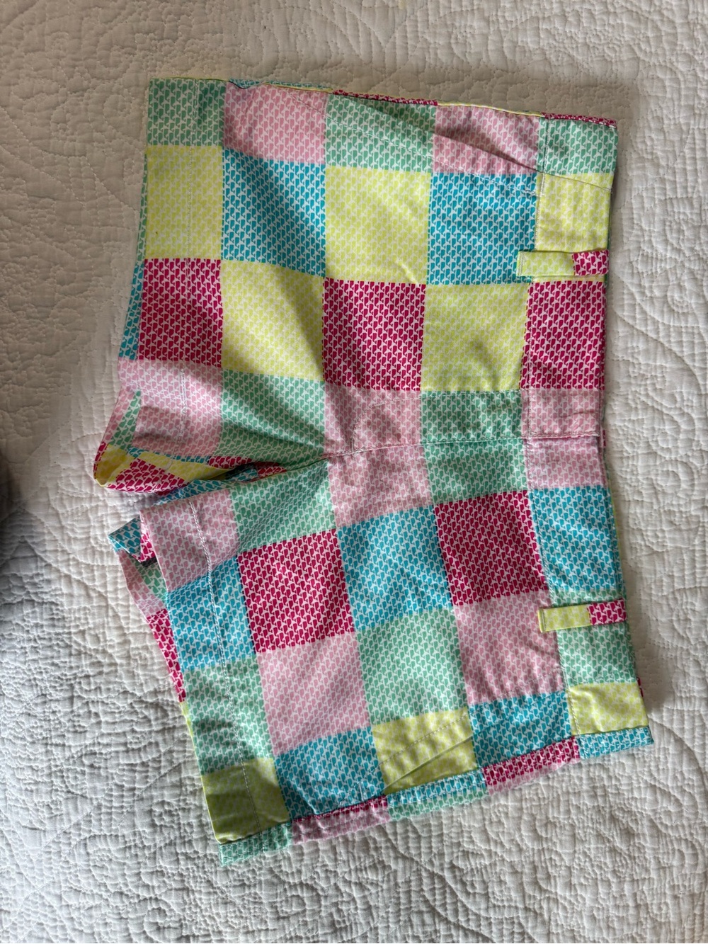Vineyard Vines Girls' Patchwork Shorts in Pink, Aqua, Yellow, Mint
